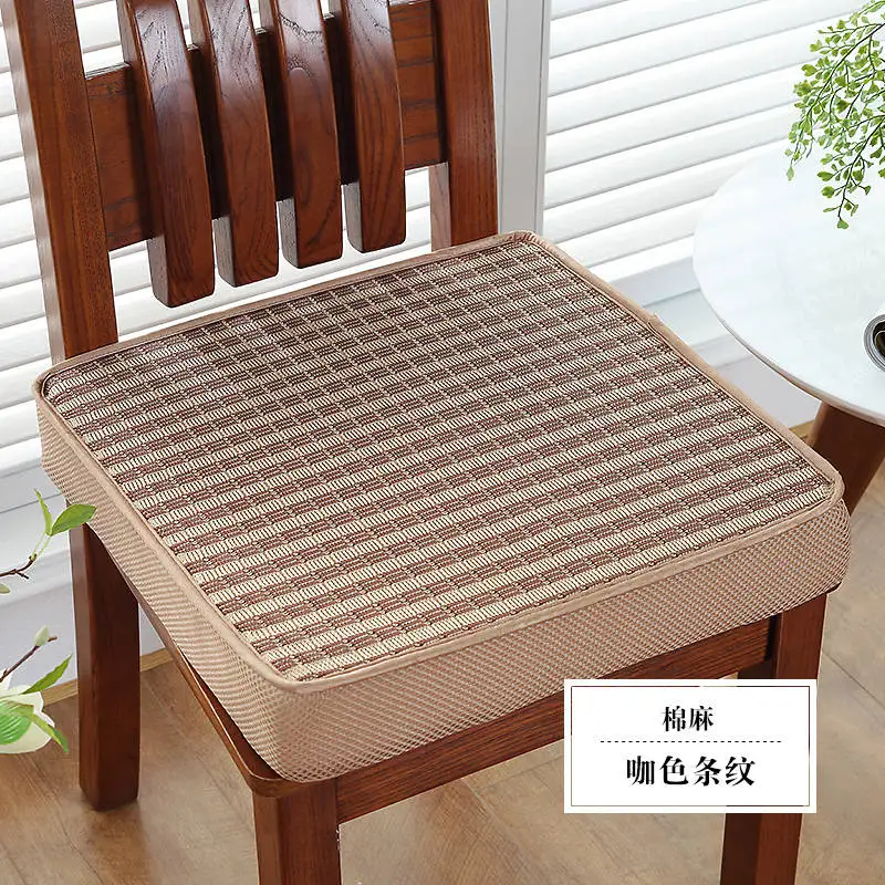 Striped linen coffee Уплотненный Поролоновый стул квадратная подушка для сиденья Подушка для офисного Кресла Подушка сиденья волнистое окно накладка на заднюю часть автомобиля подушка на стул для студентов - Цвет: Striped linen coffee
