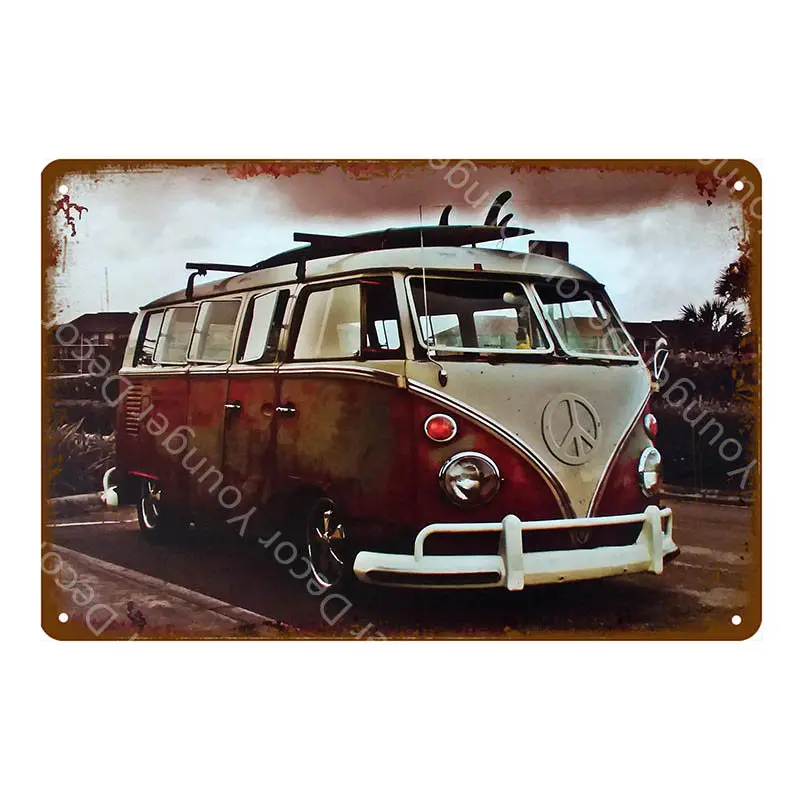 Классический дорожный автомобиль металлические знаки Campervan Wagon Fiat винтажный плакат на стену искусство крафт Паб Бар депо домашний декор YI-055 - Цвет: YD2677EI