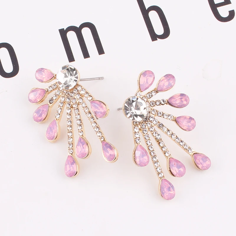opal pink LUBOV акриловые серьги-гвоздики с бабочкой, стразы из металлического сплава, серьги-гвоздики, Индивидуальные женские ювелирные изделия, рождественские, вечерние, новинка - Окраска металла: opal pink