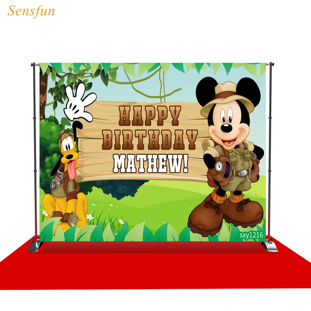 

Sensfun vinyl photo backdrop Mickey Mouse jungle adventure birthday photocall vinyl fabric new shoot photography backdrop
