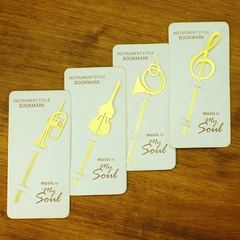 Новинка Kawaii милые золотые Музыкальные инструменты металлическая, для книги маркеры закладка для книжная бумага зажимы офисные школьные
