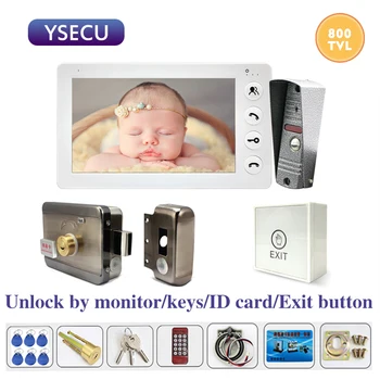 

YSECU 7 Inch 800TVL Video Intercom Doorbell Phone with Electric Lock for Home Security Door Access Control 3A Power Exit Button