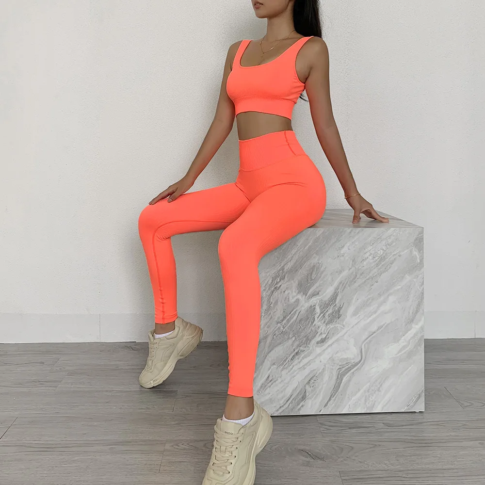 2 Piece Set Sportswear Workout Clothes For Women Sports Bra