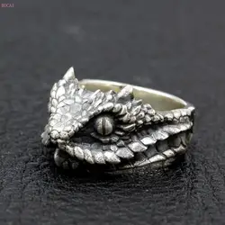 Погремушка кольцо s925 чистого серебра ручной работы панк венозные змеиная головка кольца на указательный палец для мужчин тайское серебро