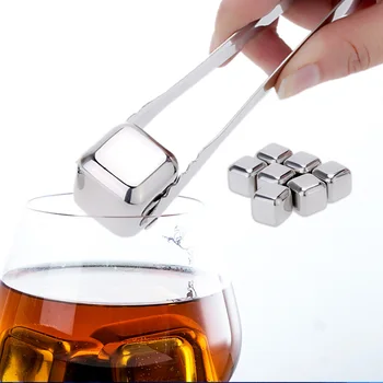

New 8Pcs/lot Whiskey Wine Beer Stones 440C Stainless Steel Cooler Stone Whiskey Rock Ice Cube Edible Alcohol Physical Chiller St
