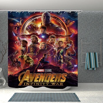 

High Quality Adventures of The Avengers Super Hero Printed Shower Curtains Bath Products Bathroom Decor with Hooks Waterproof