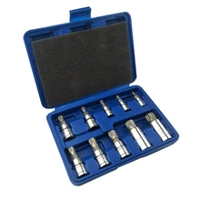 10 шт. затягивания и выключения высокого крутящего момента от несанкционированного тройной квадрат Сплайн Бит Набор торцевых головок с хранения Чехол привода 12 заостренных винтов мм Набор торцевых головок вандалоустойчивые ящик для инструментов