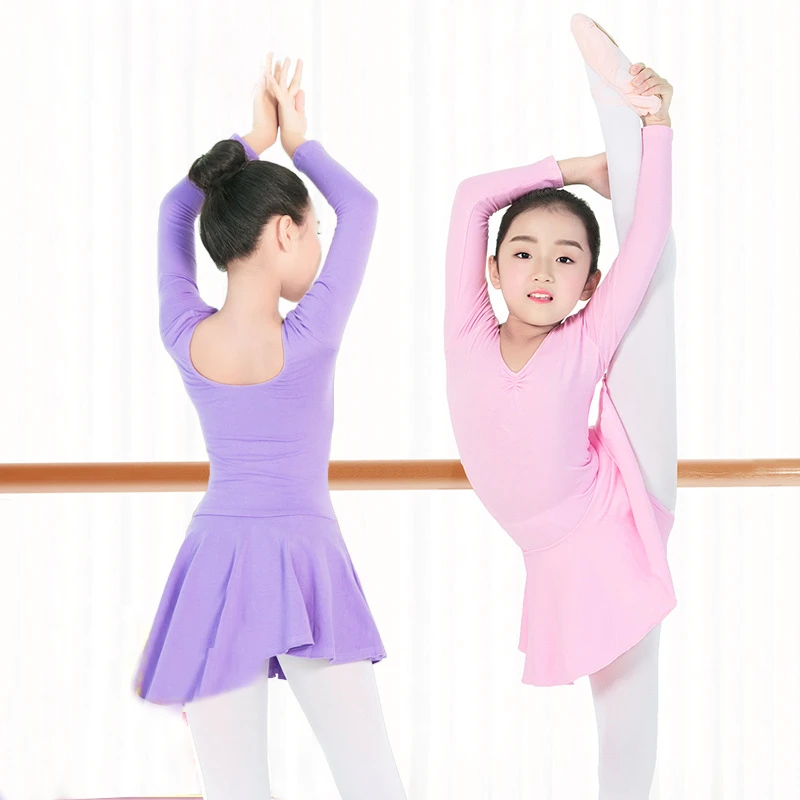 Traje de baile para niños y niñas, falda de ballet de manga larga, de entrenamiento de baile, mono, de gasa, medias|Ballet| - AliExpress