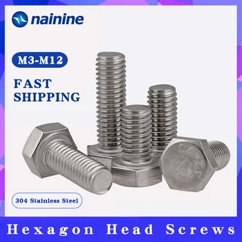 

DIN933 [M3-M12] 304 Stainless Steel Hexagon Head Screws Outer Hex Bolt A025