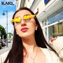 Роскошные противопожарные Солнцезащитные очки женские брендовые дизайнерские очки без оправы волнистые женские очки винтажные панк Солнцезащитные очки Оттенки для женщин