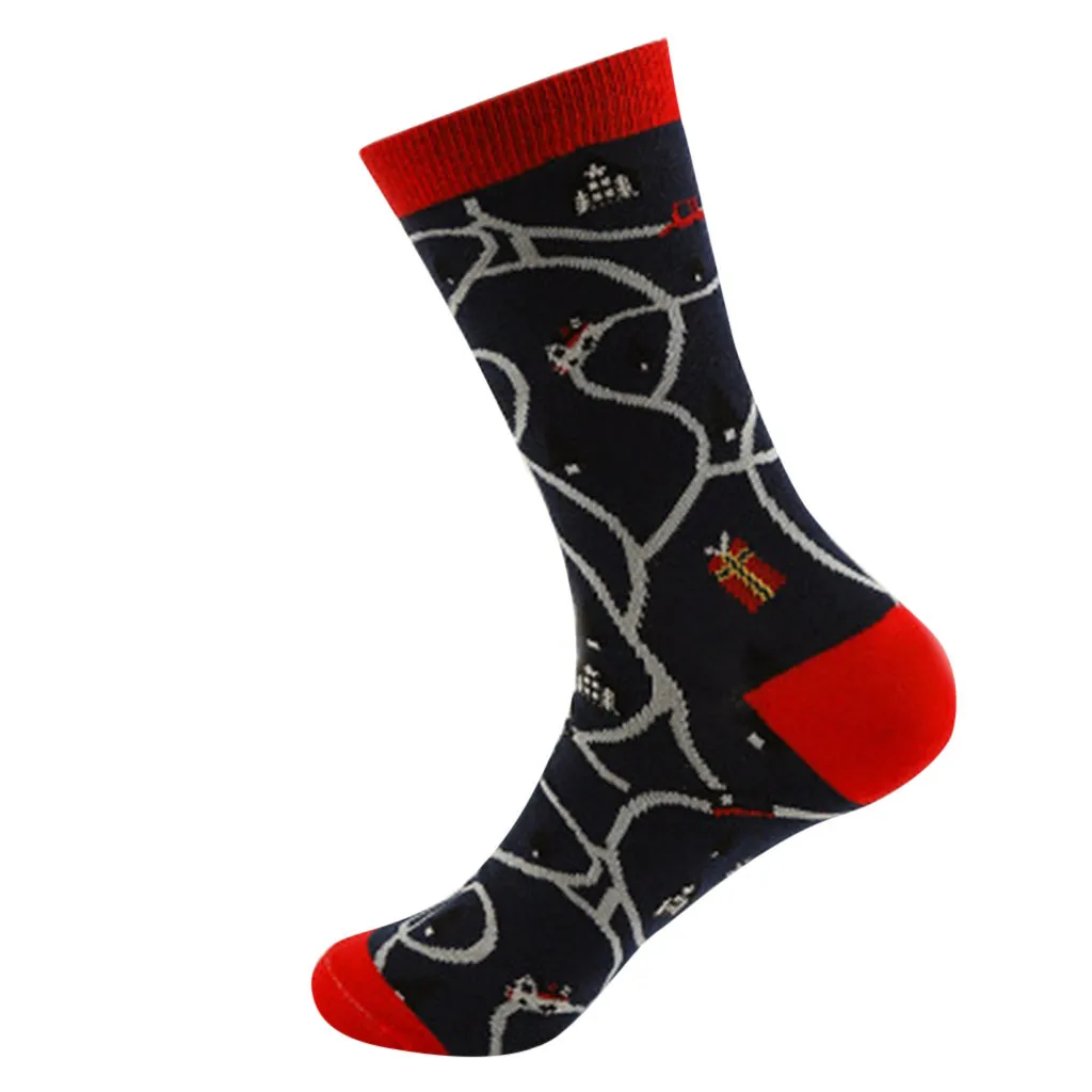 Christmas Socks Women Ladies Warm Elk Snowman Socks Casual High Quality Cotton Socks Stocke Funny Socks Calcetines Mujer - Цвет: Red