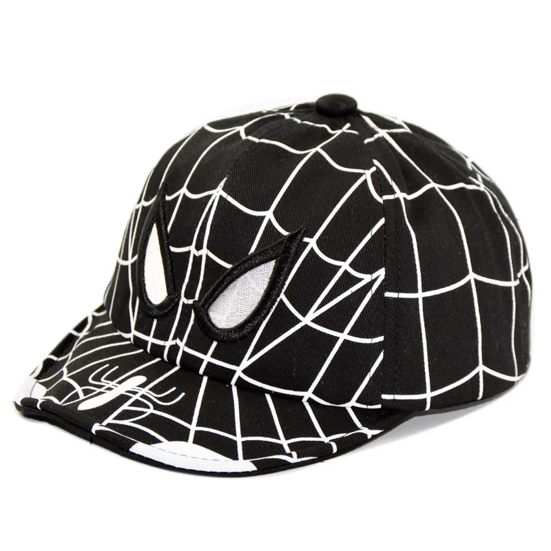 INS/Детская Хлопковая бейсбольная кепка с вышитым рисунком Человека-паука для мальчиков и девочек, шляпа в стиле хип-хоп, кепка для костюмированной вечеринки Человека-паука, От 0 до 2 лет DS19 - Цвет: black