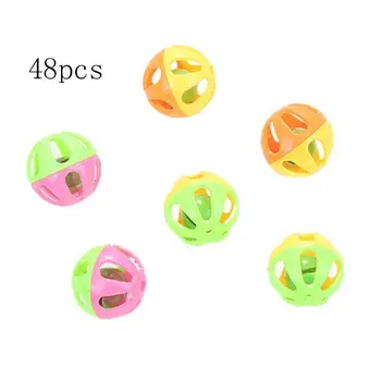 

OOTDTY 48 Pcs Cat Toy Hollow Balls with Noisy Sound Interactive Kitten Chase Play Toy Cat Toy Cat Toys