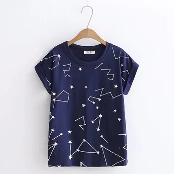 

Summer T-shirt Print Casual Cotton O-Neck Short Sleeve t Shirt women