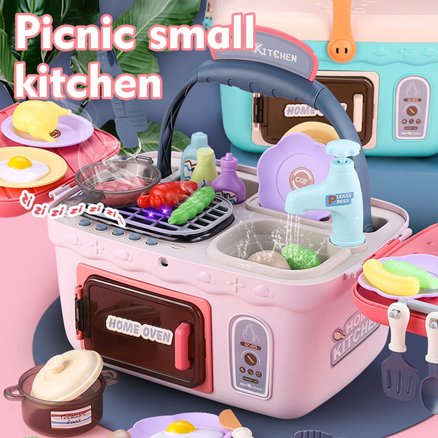 Juego de cocina para cesta de Picnic luces musicales que cambian de juguetes de comida niños, regalos de navidad|Juguetes de cocina| - AliExpress