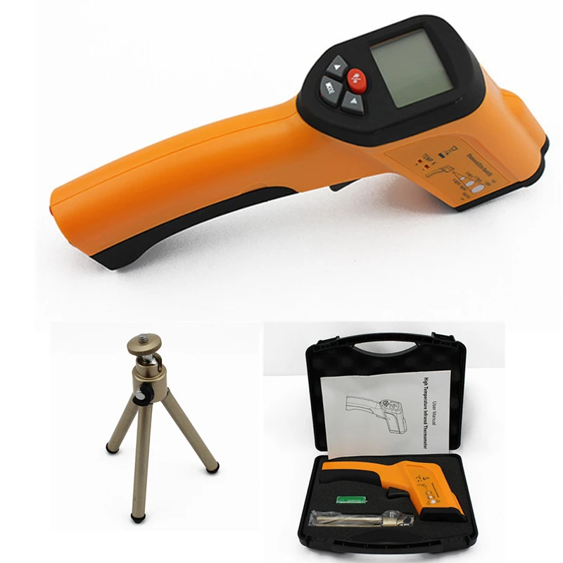 

Domestica -50~+1050 Degree High Temperature Meter Pyrometer Non-Contact LCD display Infrared Thermometer with Tripod