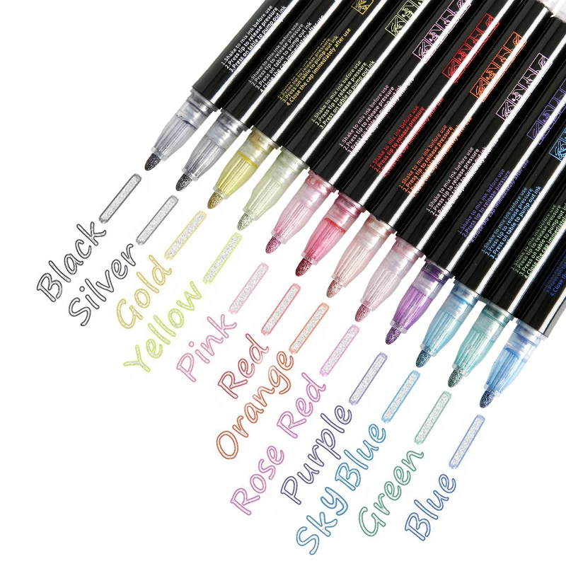 12 Double Line Outline Color Art Pen Marker Pen Outline Marker Pen