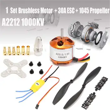 

RC 1000KV Brushless Motor A2212+ 30A ESC + Free Mount for RC Plane Helicopter For DJI F450 550