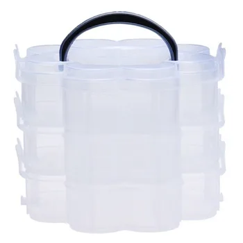 

3 Tier Stackable Organiser Plastic Craft Storage Box Jewellery Tool Container Clear