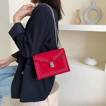 

Scrub Leather Small Shoulder Messenger Bags For Women 2020 new fashion Chain Rivet Lock Crossbody Bag Female Travel Mini Bags