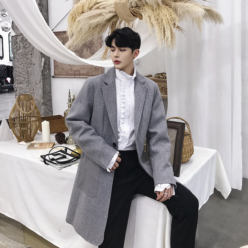 

2020 Autumn Designer Offbeat Tide Brand Men's Wear Coat Spelling Skin Pocket Ins Exceed Fire Windbreaker Manteau Homme Long