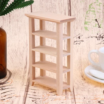 

Dollhouse 1:12 Miniature Furniture Wooden Four-Layer Shelf For Doll house Wood Bookshelf Furniture Toy Decorative Craft