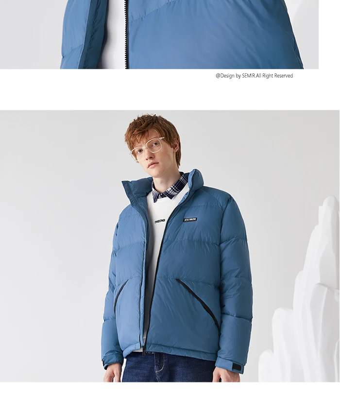 SEMIR пуховик для мужчин зима новая Корейская версия свободная теплая одежда модная куртка мужская со стоячим воротником