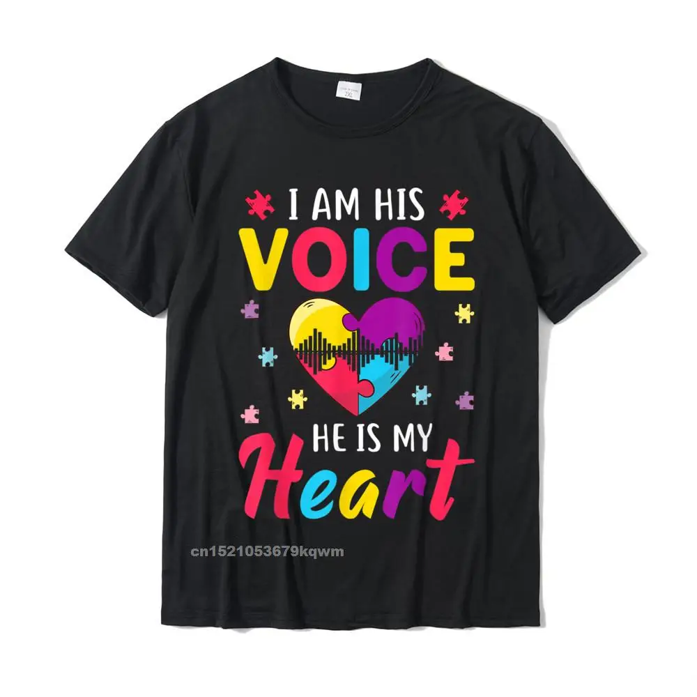 

Футболка с надписью «аутизм сын я его голос», «He Is My Heart», с цитатами на день аутизма, футболка, оптовая продажа, Повседневный хлопковый Мужск...