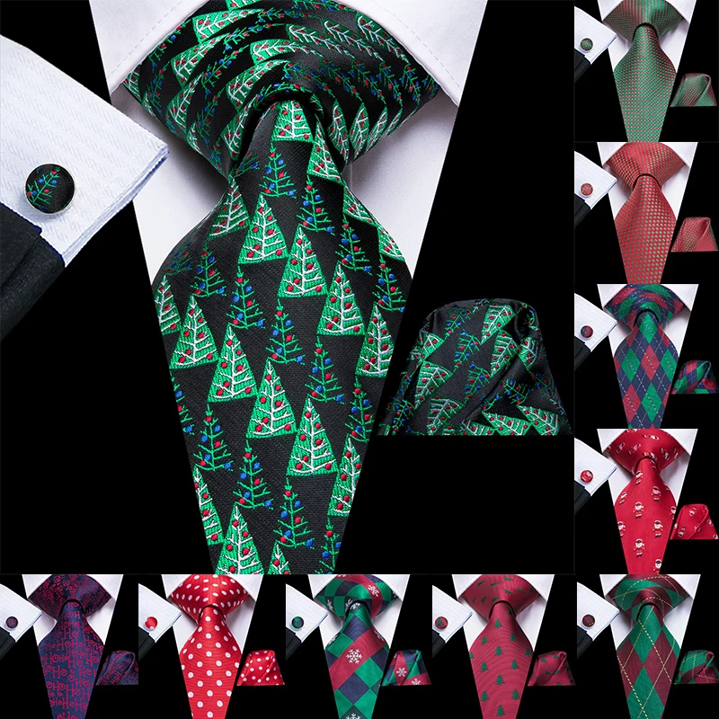 Hi-Tie рождественские галстуки для мужчин шелк Hanky запонки набор подарки для мужчин Цветочные жаккардовые Gravatas мужские галстуки вечерние большие галстуки