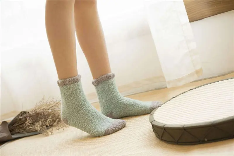 Однотонные мягкие женские пушистые носки коралловые бархатные зимние теплые домашние носки-тапочки для девочек махровые пушистые носки цветные носки в стиле пэчворк