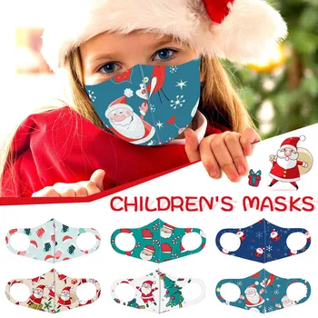 

5PCS Kids Christmas маска для лица с принтом Windproof Protection Face Mask Masque Dustproof Washable Reusable Mascarilla