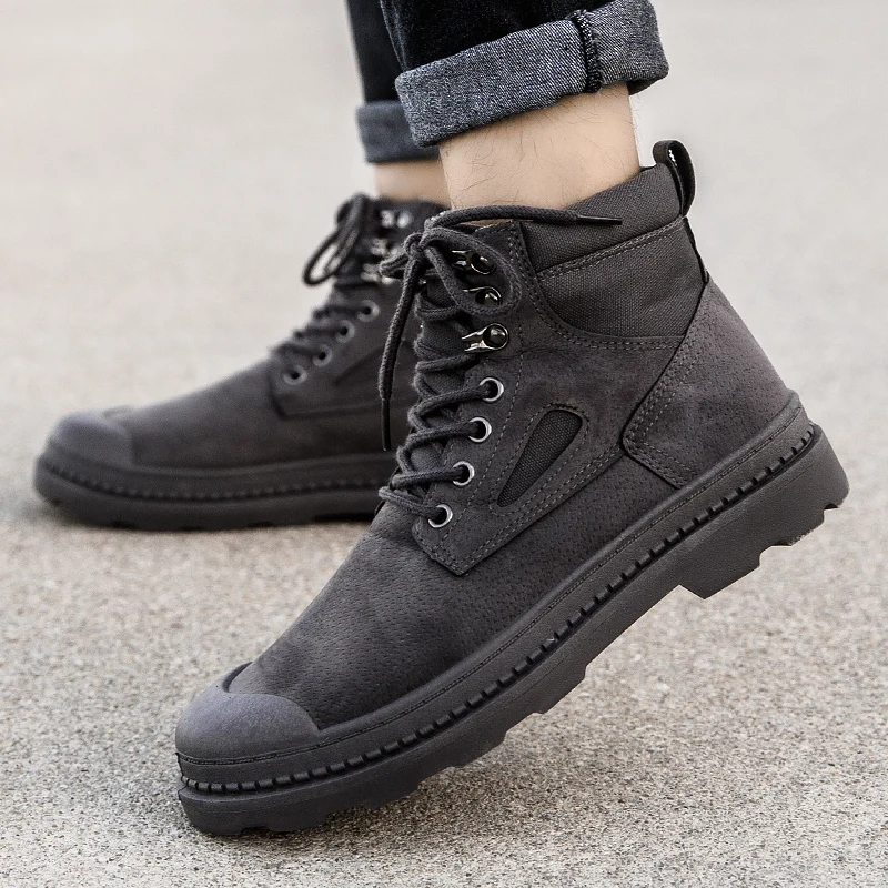 

2019 Fashion Winter Men Boots Suede Outdoor Snow Ankle Boots Male Lace Up Anti-slip Booties British Sneakers Zapatos De Hombre
