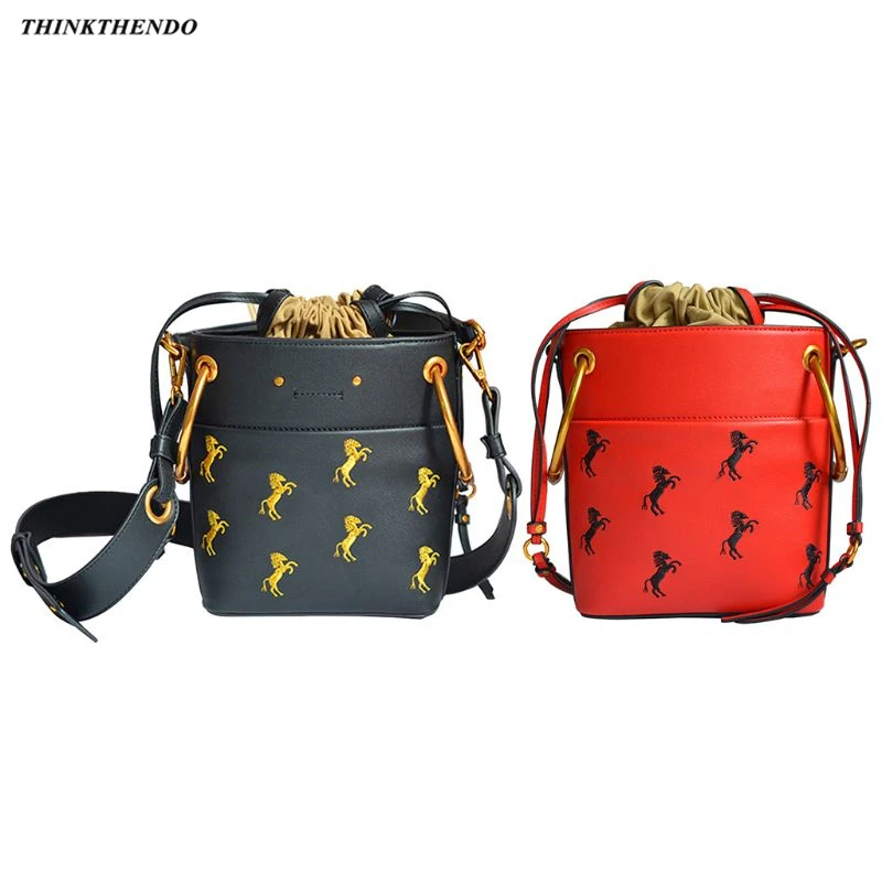 

Women Fashion Leather Bucket Handbag Shoulder Lady Crossbody Drawstring Bag Tote Messenger Satchel Purse