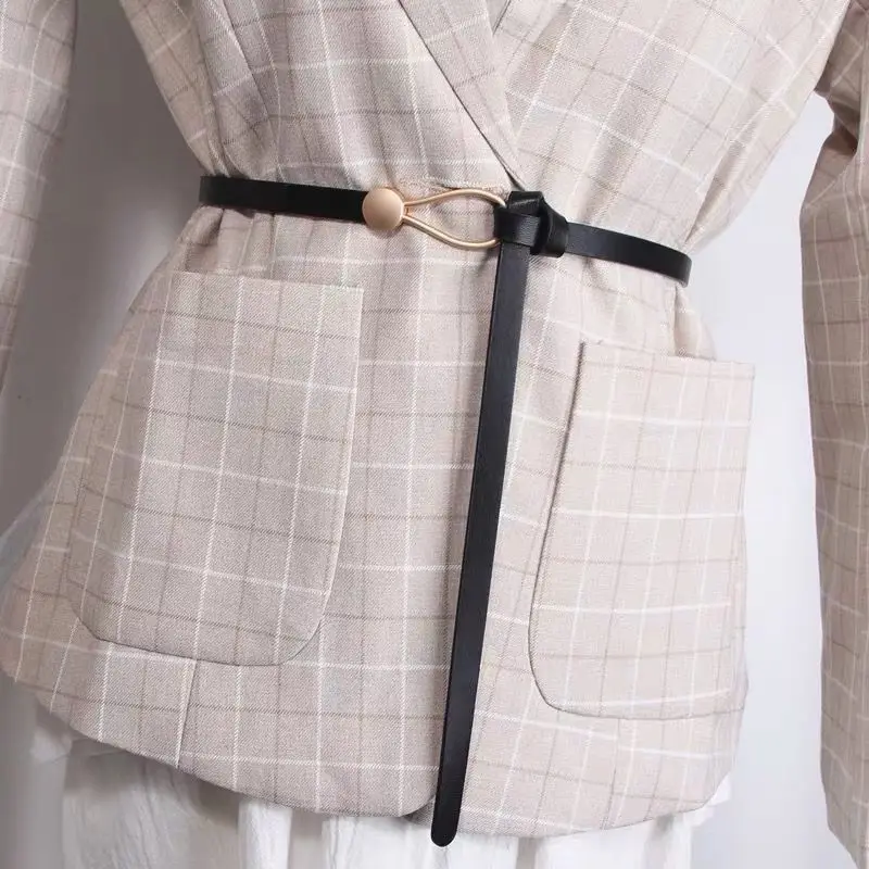 501231-c23ee7.jpg New Fashion Leather Women Belt Designer Metal Buckle Waist Strap All-match Lady Dress Coat Sweater Decorative Knotted Waistband - Image 1