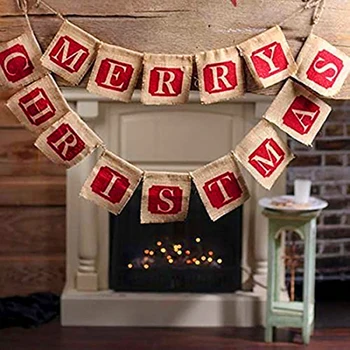 

Merry Christmas Sackcloth Flag Christmas Banner Merry Xmas Home Decoration For Home Party Navidad Natal Xmas Kids Gifts