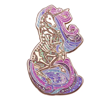 

Pastel skeleton rudicorn unicorn enamel pin with beautiful glitter looks
