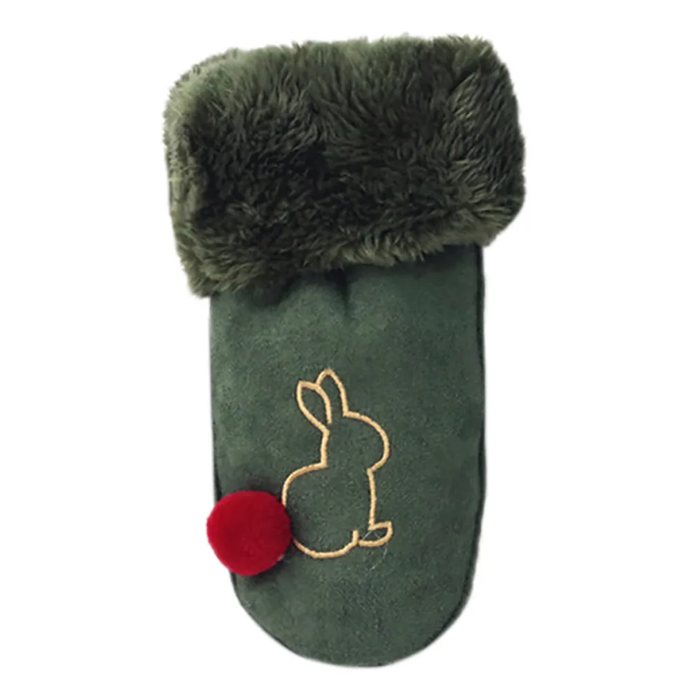 Зимние Детские перчатки для девочек и мальчиков с милым кроликом; теплые хлопковые варежки на запястье; детские перчатки; зимние перчатки