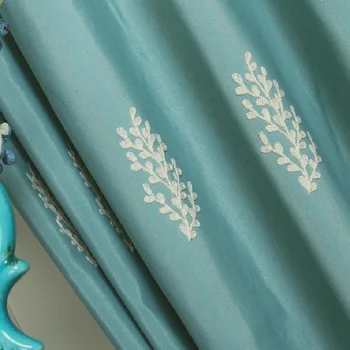 

American Country Sapling Curtains for Living Room Dining Room Bedroom Embroidered Cotton Hemp Curtains Window Yarn Curtains