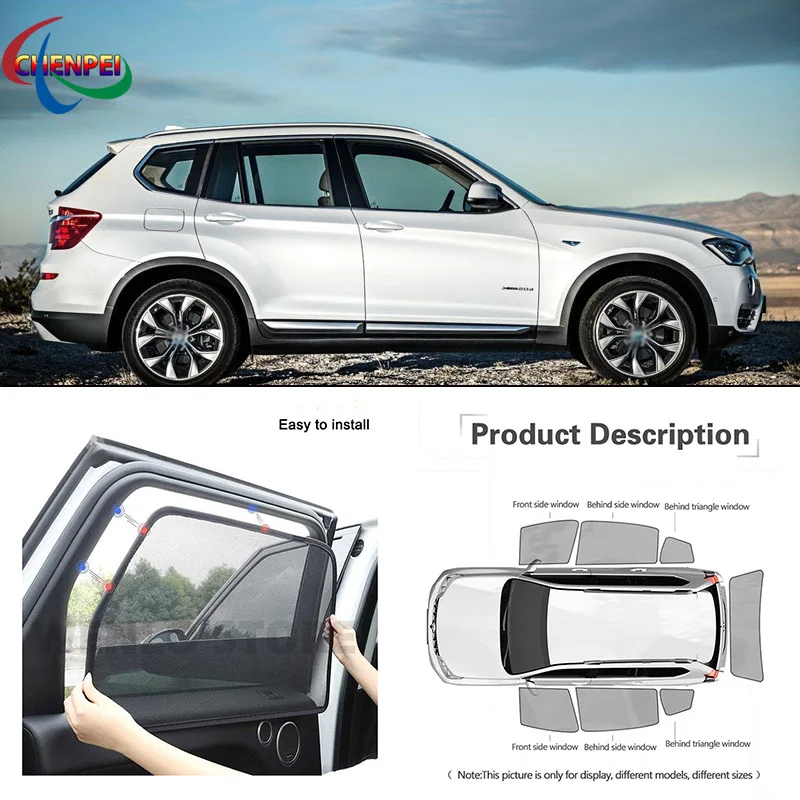 

Автомобильный полноразмерный козырек для BMW X3 2011, магнитный солнцезащитный козырек с защитой от УФ лучей, сетчатый козырек, аксессуары для украшения автомобиля