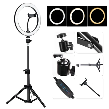 

LED Selfie Ring Fill Light Dimmable LED Ring Lamp Photo Video Camera Phone Light Tripod For Makeup Video Live Studio