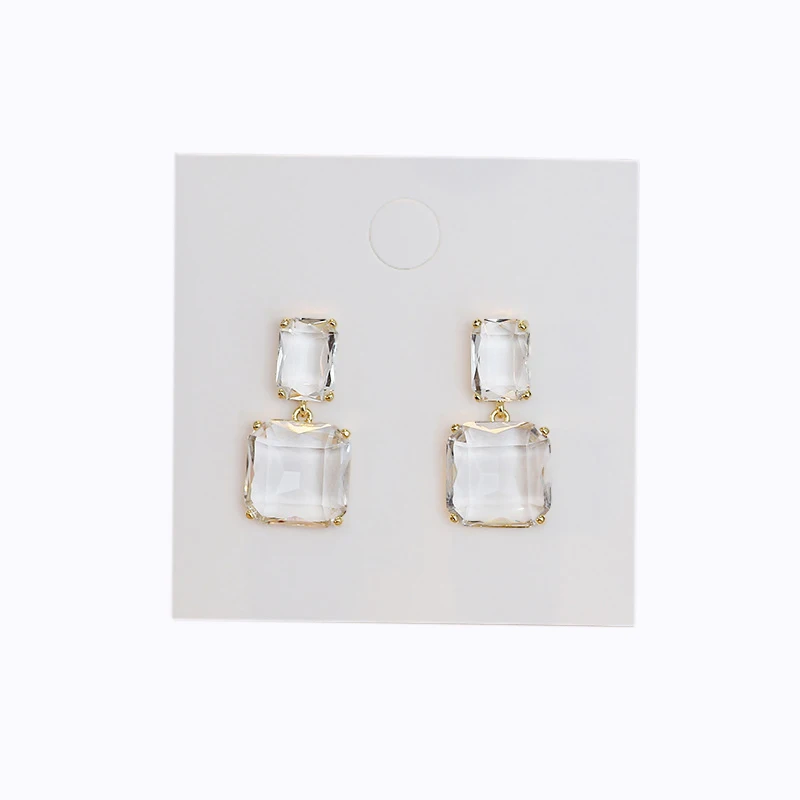 

Crystal Transparent Geometric Square Alloy Metal Hanging Earrings Ladies