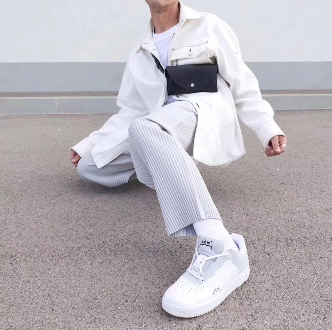 Оригинальные плиссированные штаны MIYAKE, черные и белые узкие брюки для отдыха