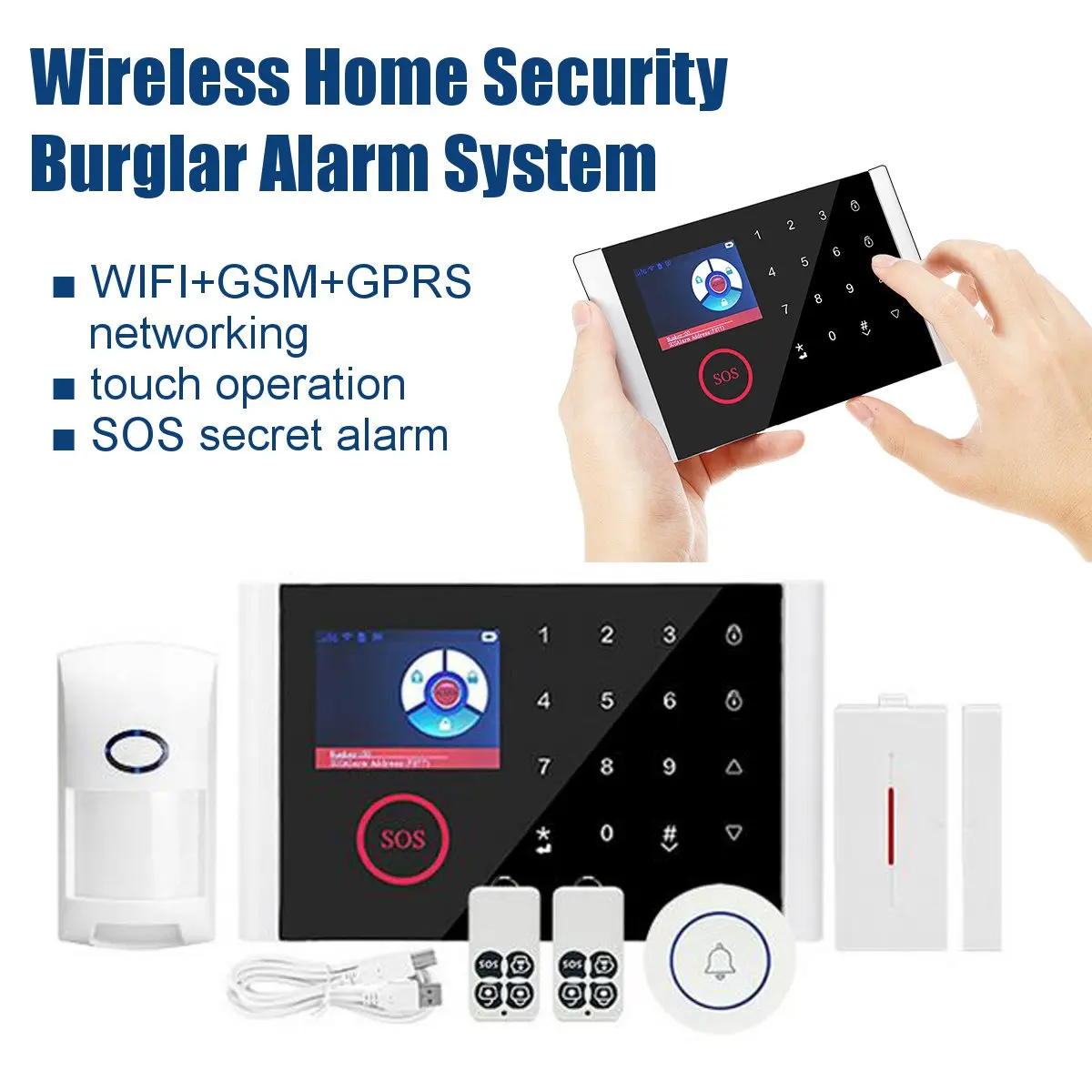 

Home Burglar Alarm System Wireless GSM SOS Infrared Motion Sensor Door Security Intelligent Voice Alarm Detectors Alarm Kit