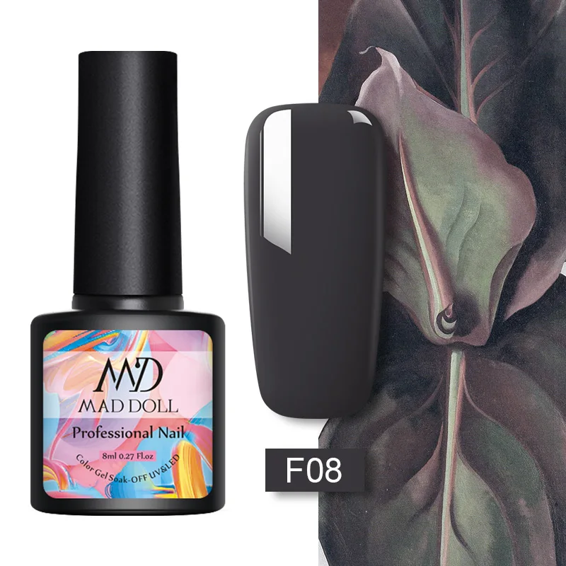 F08 MAD DOLL, 8 мл, УФ-гель для ногтей, розовое золото, блестки, блестки, замачиваются, УФ Гель-лак, Цветной Гель-лак для ногтей, сделай сам, лак для ногтей - Цвет: F08