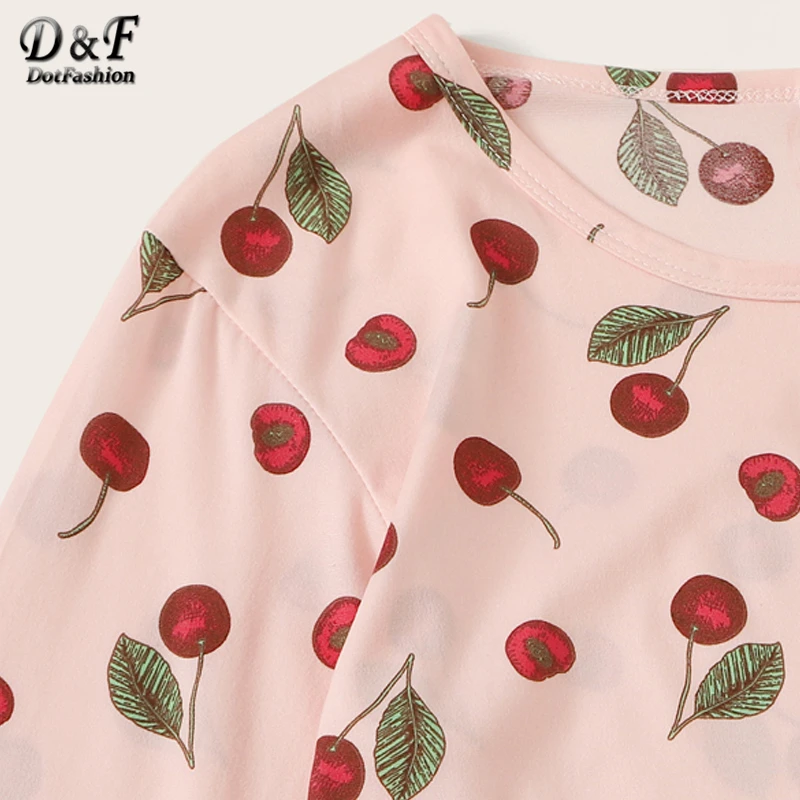 Dotfashion, розовый, вишневый, с принтом, пижамный комплект с маской для глаз, для женщин, осень, повседневные длинные штаны, пижамные комплекты, для девушек, милая домашняя одежда