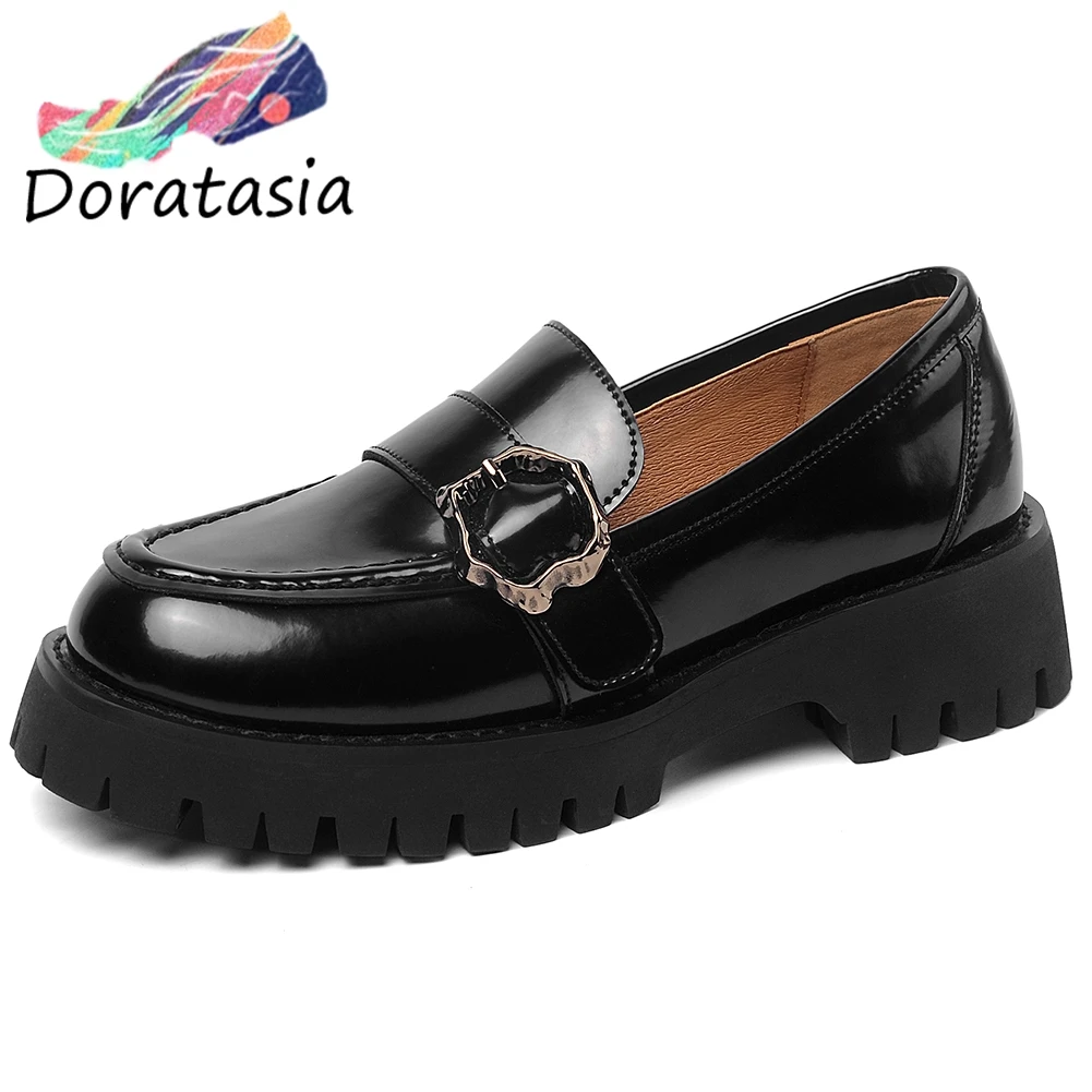 

DORATASIA 2020 New Girl Decorating Split Leather Flats Spring Fashion Platform Flats Women Casual slip-on High Shoes Woman