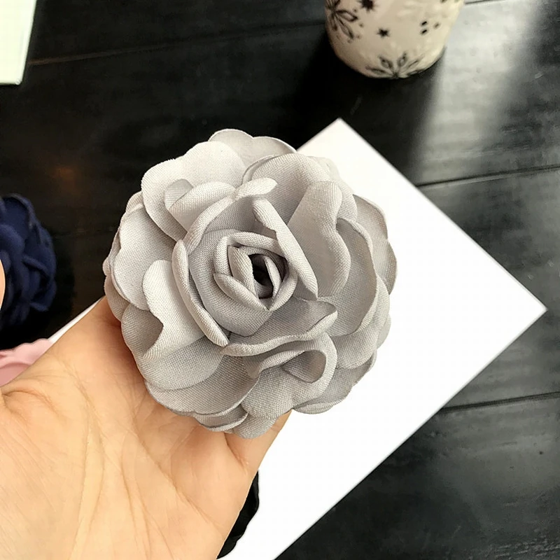 Корейский Изысканный тканевый художественный цветок розы Броши для женщин Мода ретро одежда корсаж ювелирные изделия аксессуары - Окраска металла: Gray