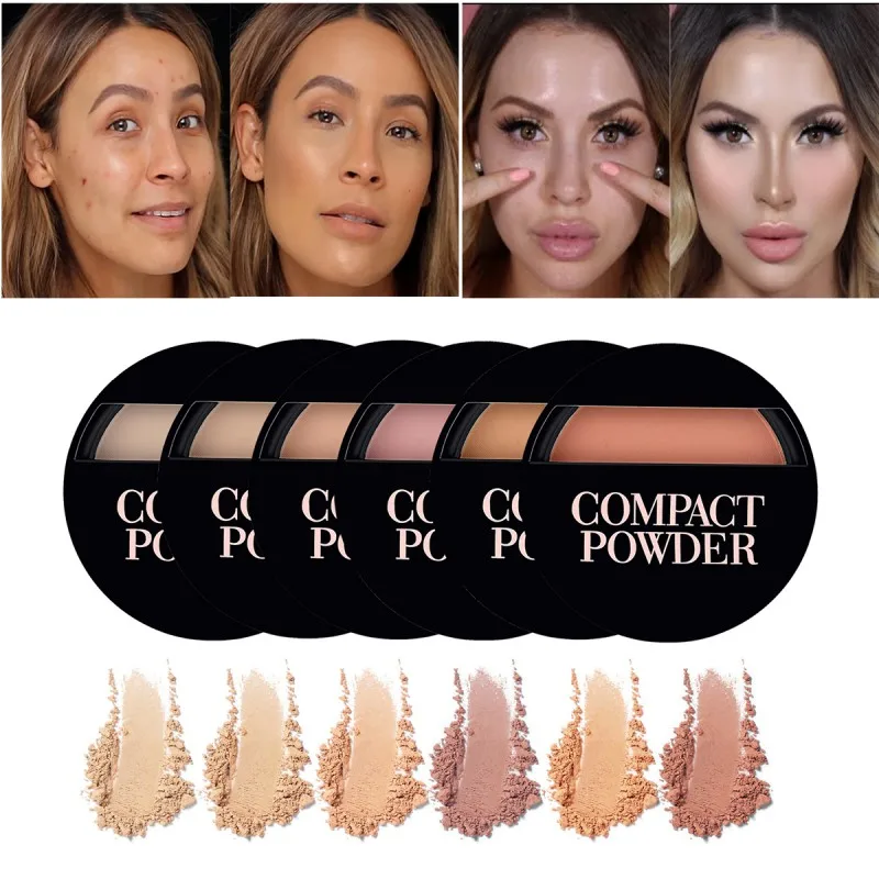 Single Color Pressed Powder Cover Flaws Hide Pores Waterproof Oil-control Face Powder makeup setting powder brighten skin colour
