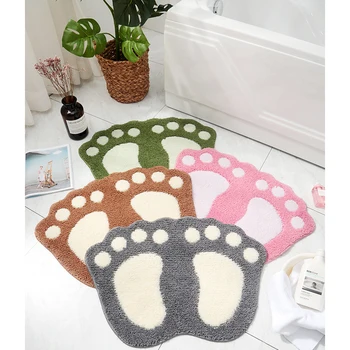 

Cartoon Footprint Rug Bathroom Anti-skid Carpet Cartoon Household Door Mat For Living Room Bedroom Bathroom Home Mat Decoration