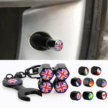 

4PCS/Set Of Car Keychain Wrench Valve Cap Tire Valve Core Cap Italian Flag Anti-theft General Various Model LOGO Car Accessories